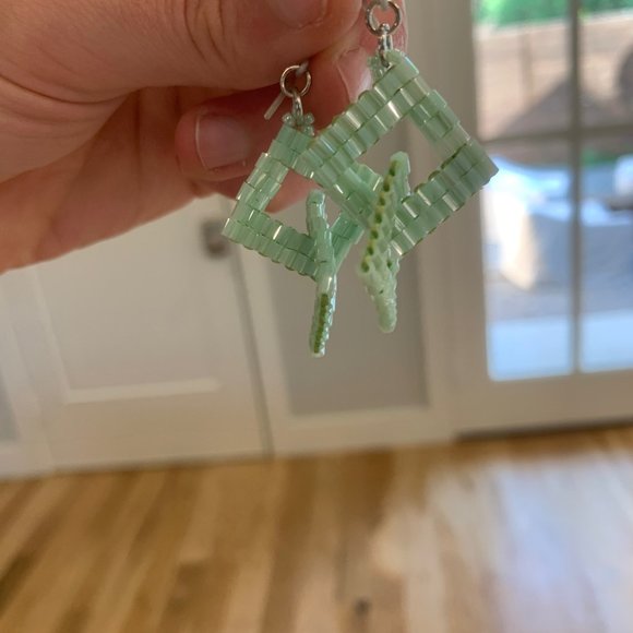 Sea Glass Color Beaded Earrings from Japan - Picture 9 of 11